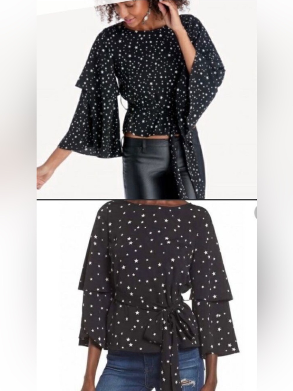 J.O.A. Star Tie Blouse - Black - Size S - Gorgeous!!!